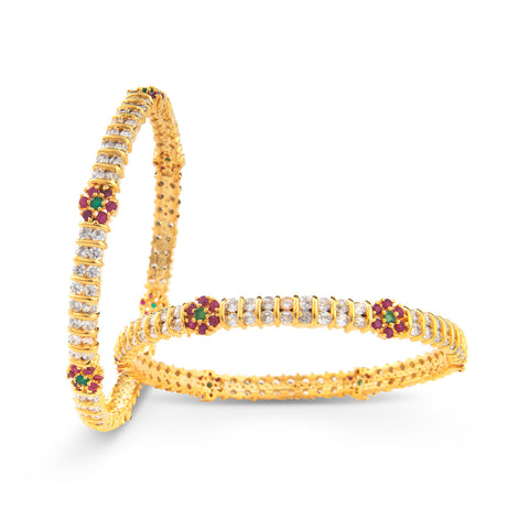 multi stone gold platted bangles