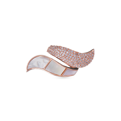 rose gold ring with white stones