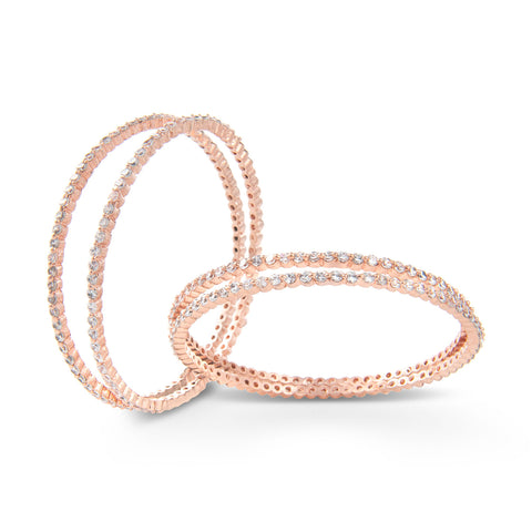 Trendy & Classy rose gold platted bangles with white stones from Amaira