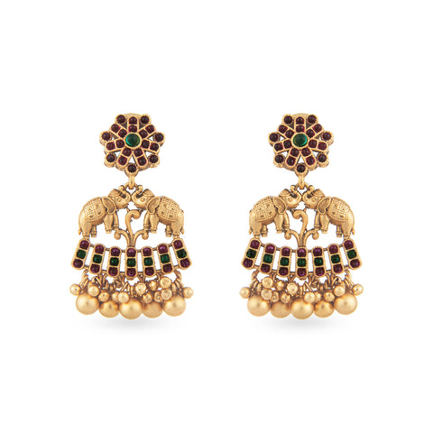 gold platted earrings from temple jewellery collection