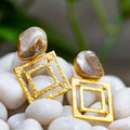 gold platted pearl earrings studs