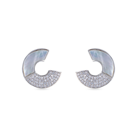 silver stud earrings with white stones