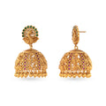 artificial jhumka earrings in peacock design with green ruby  