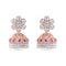 taarika peach color with white stones jhumka earrings
