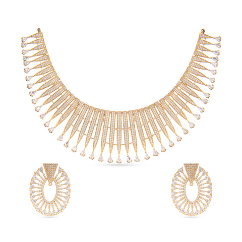 indo western jewellery set - gold platted with white stone necklace set 