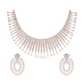 indo western jewellery set - Rose gold and silver stone combo necklace set 