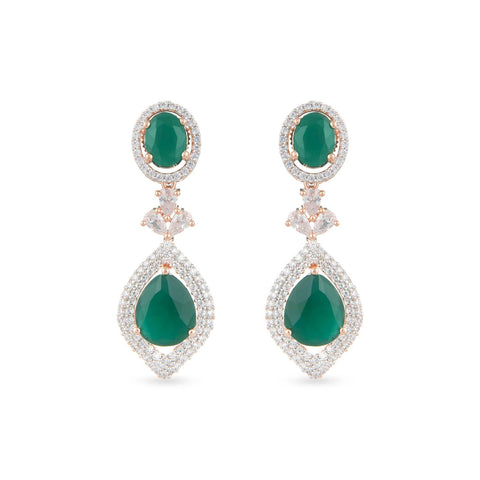 Beautiful White stone and green crystal earrings