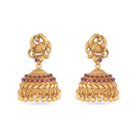 Beautiful Jhumkas from temple jewellery collection