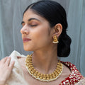 gold platted necklace set in temple jewellery necklace set collection from Amaira