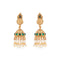 Gold Platted temple jewellery necklace set with white pearls
