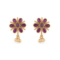 Pink Stone Gold Polished Peacock design earrings