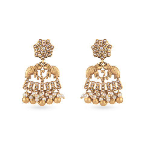 gold platted earrings from temple jewellery collection