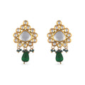 green crystal earrings with white pearls
