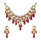 Gold plated red necklace set with pearls and crystals