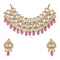 pink crystal necklace set with white pearls