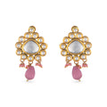 pink crystal earrings with white pearls
