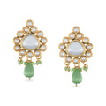 light green crystal earrings with white pearls
