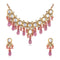 Gold plated pink necklace set with pearls and crystals