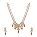 royal necklace set with red motis and white pearls