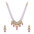 royal necklace set with pink motis and white pearls