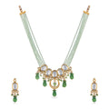 royal necklace set with green motis and white pearls