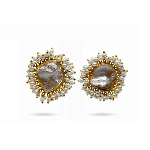 gold platted mother of pearl earrings